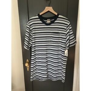 Open Trails Striped T-Shirt V-Neck Short Sleeve Casual Top Mens L
